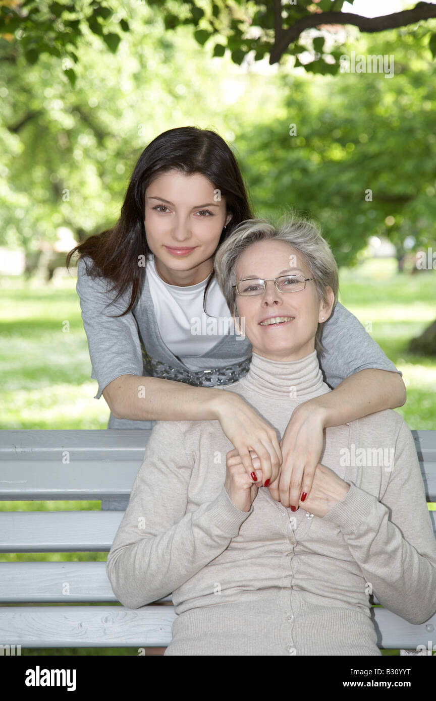 Mother and daughter on the walk in park Stock Photo - Alamy