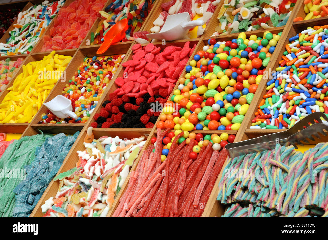 CANDY SWEET STALL Stock Photo
