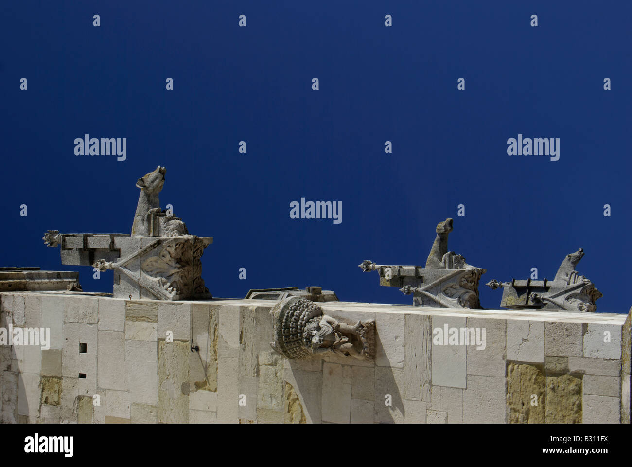 Regensburg Cathedral south side gothic gargoyles grotesques Niederbayern Donau Dom south Germany Stock Photo