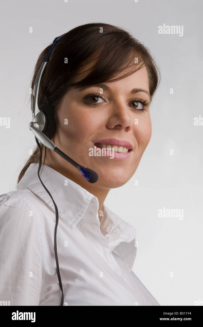 Woman with Head set Stock Photo