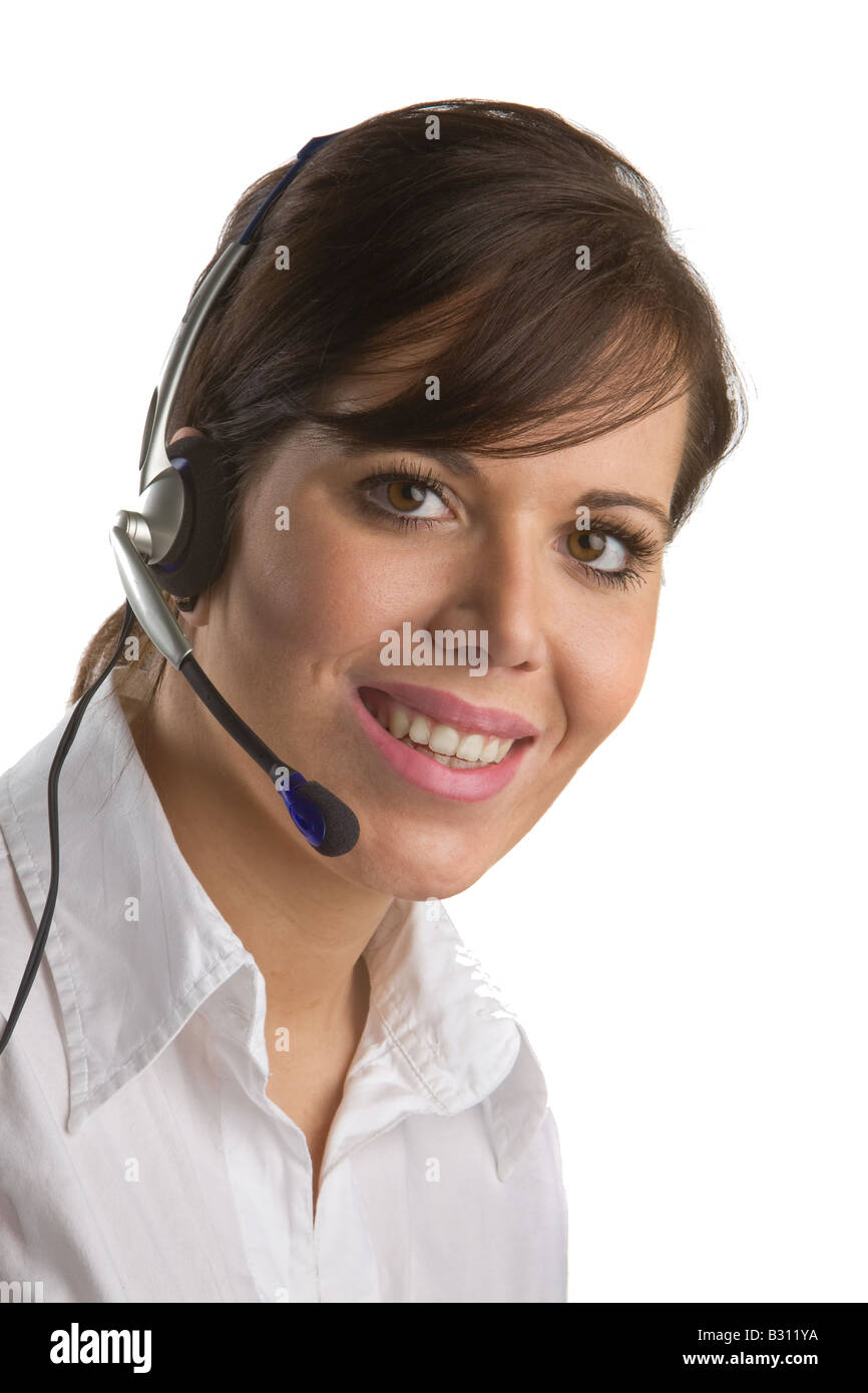 Woman with Head set Stock Photo