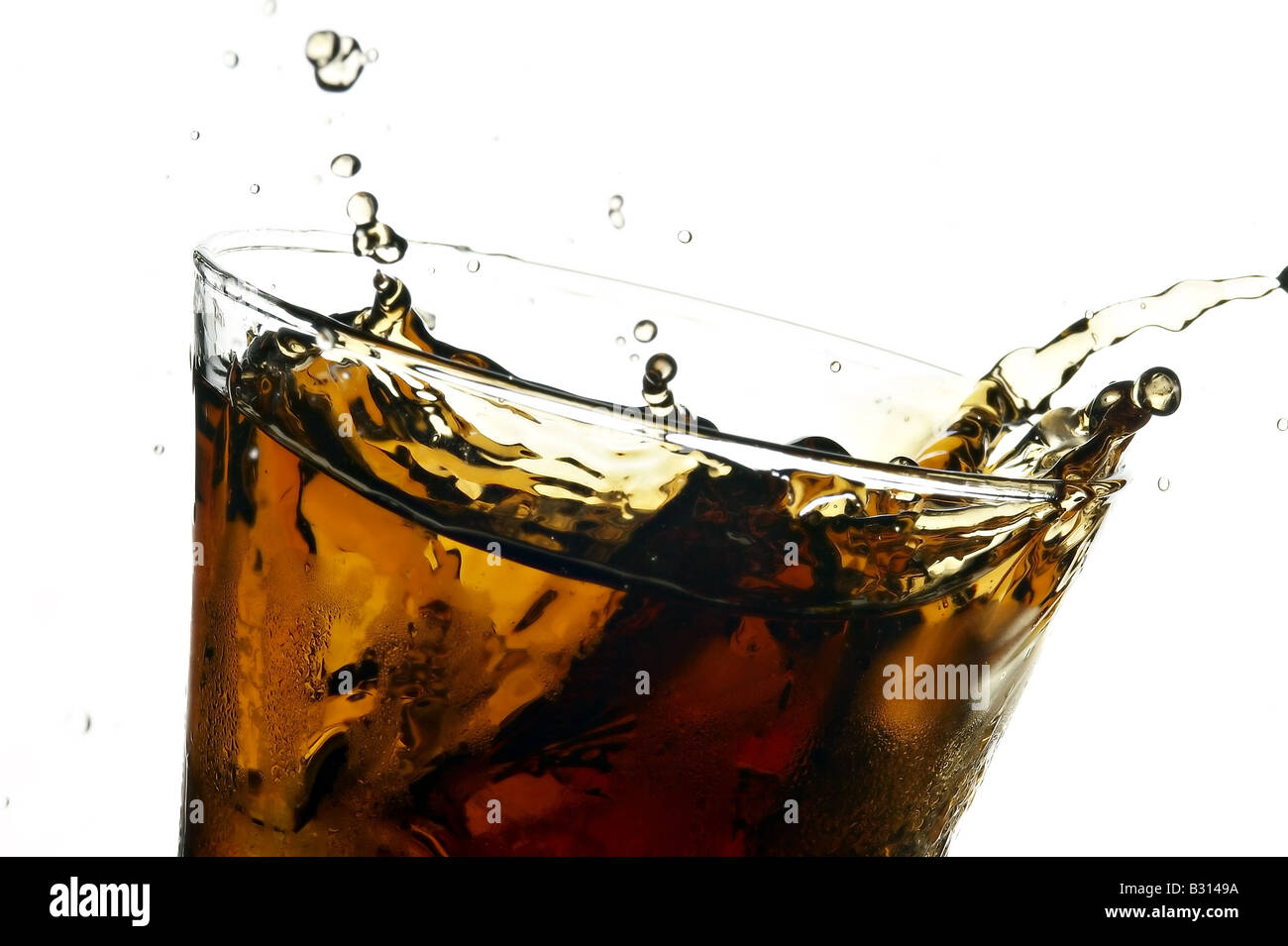 cola in glass on the white background Stock Photo