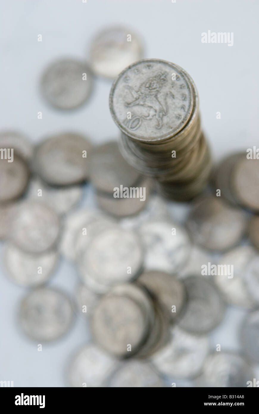 10 pence pieces Stock Photo