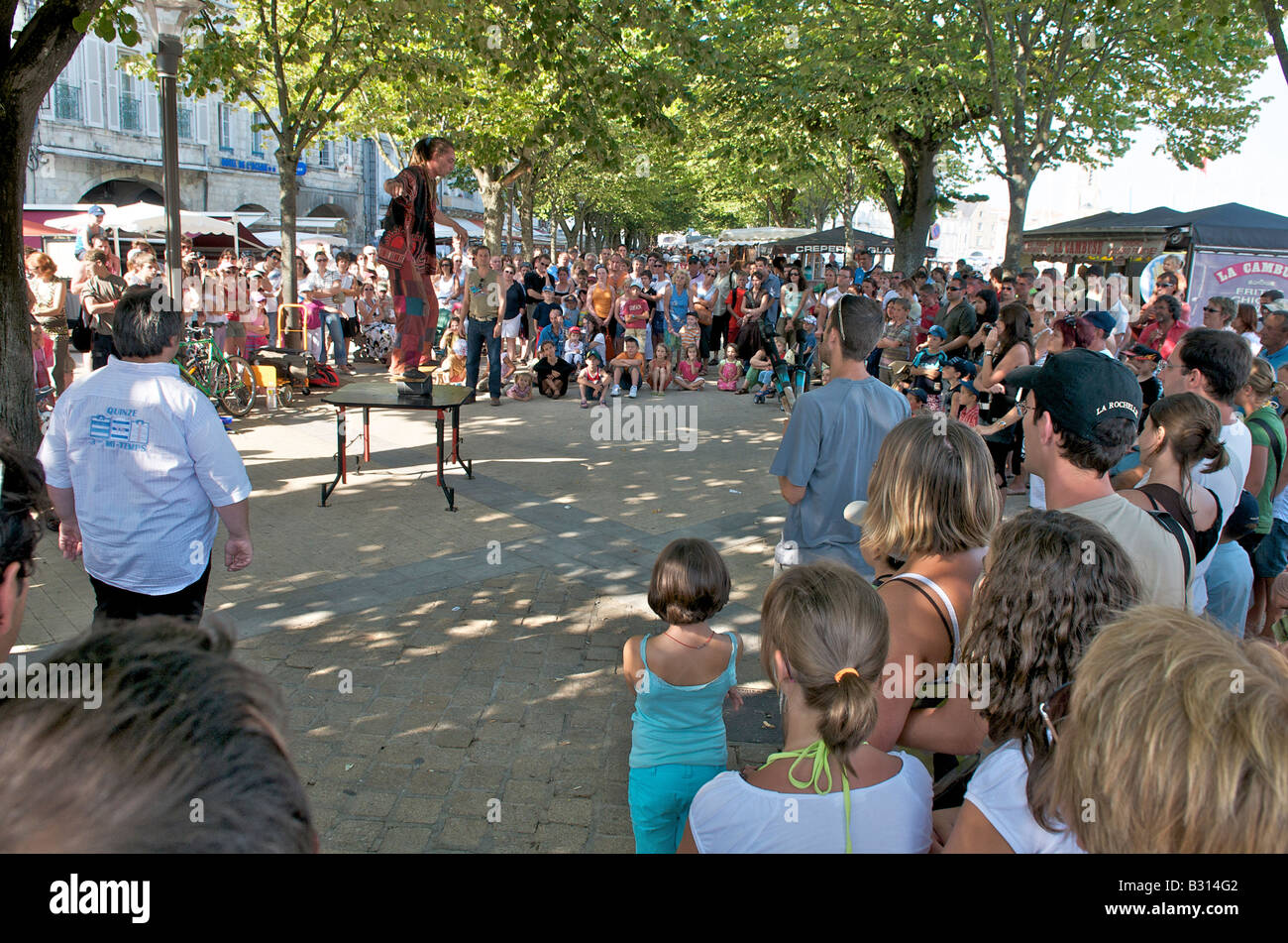 Street entertainer at La Rochelle in France Stock Photo