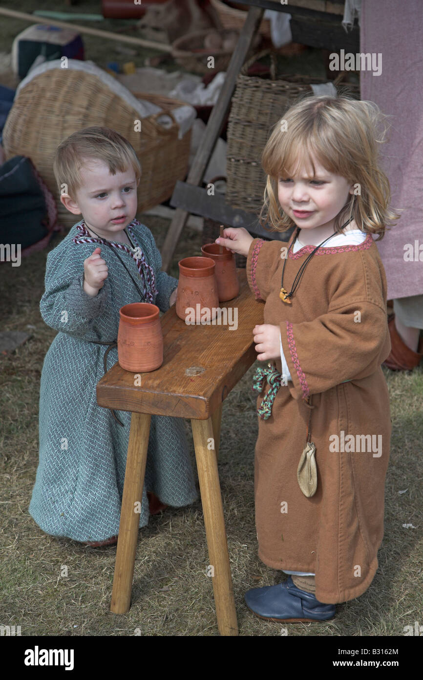 Two Anglo-Saxon children at a Living History re-enactment ...