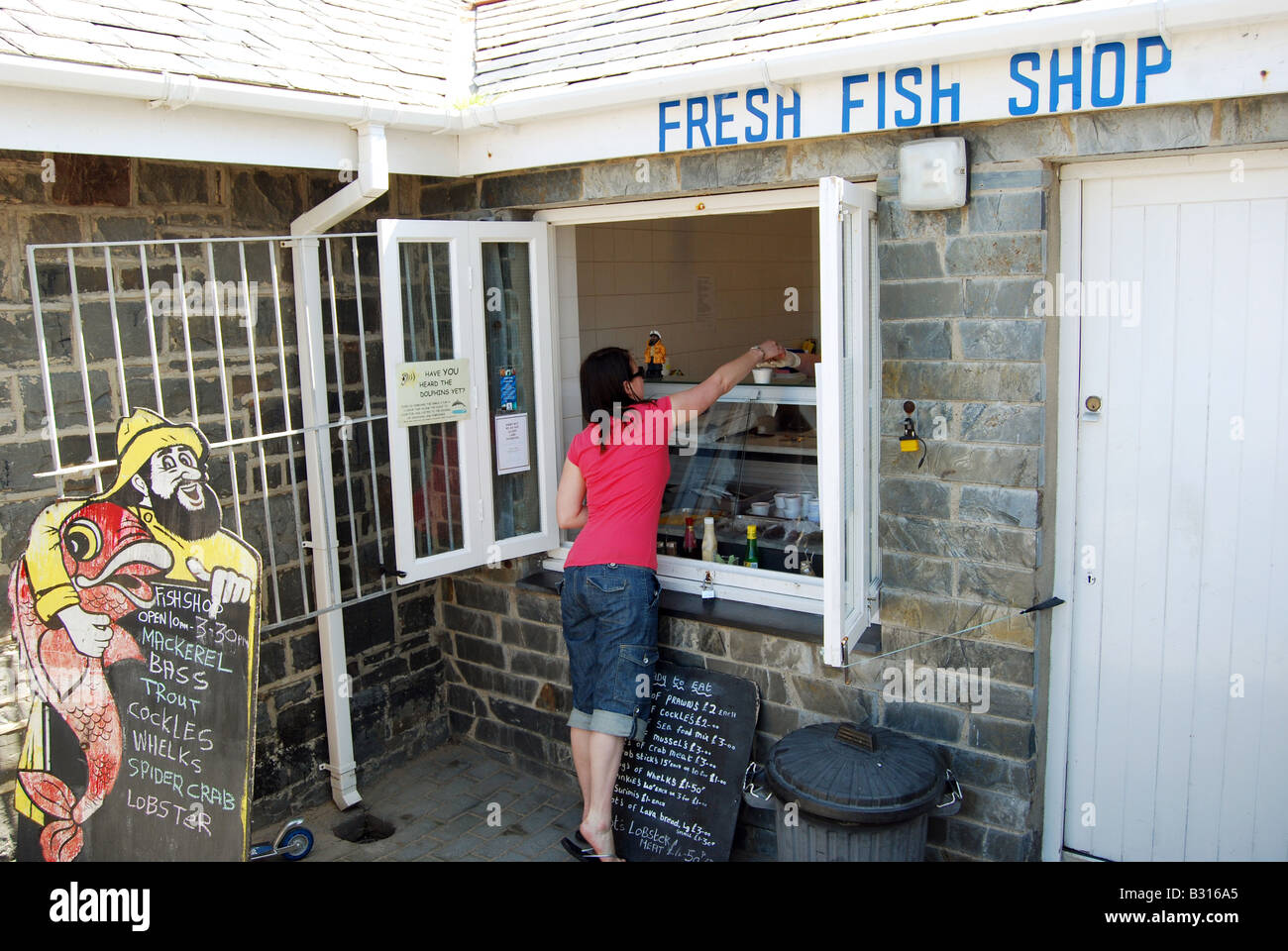 Fresh fish shop in New Quay Stock Photo Alamy
