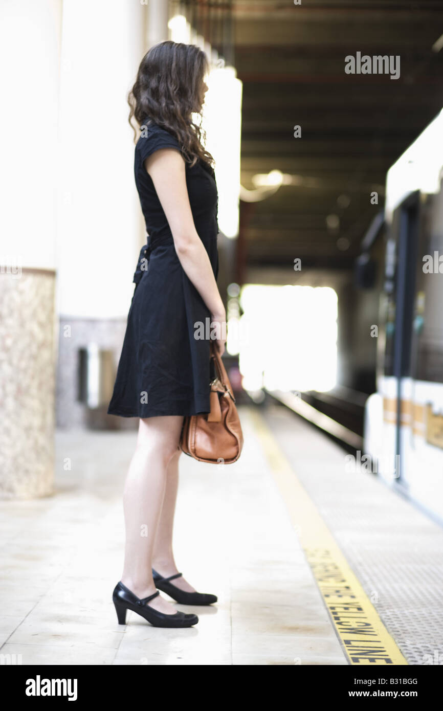 Train waiting black hi-res stock photography and images - Alamy
