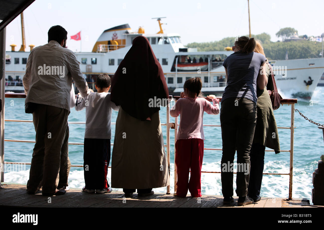 TUR Turkey Istanbul Passengers on a ferry on the Bosporus Stock Photo