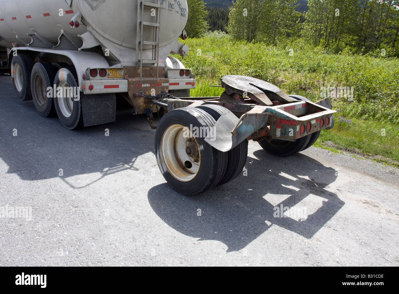 Connecting device for towing an extra trailer with a lorry Stock Photo Alamy