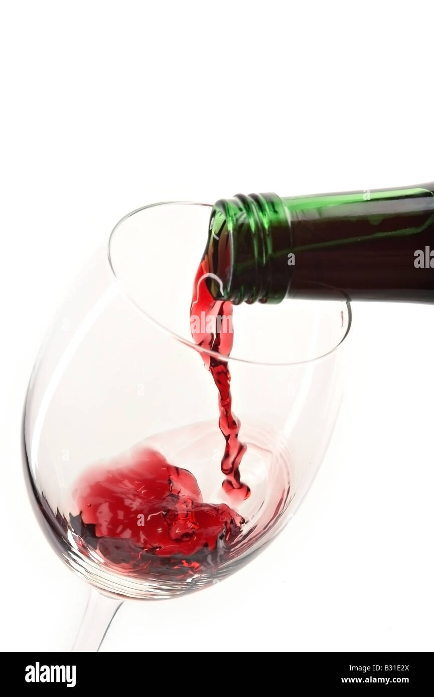 still life with red wine on the white background Stock Photo