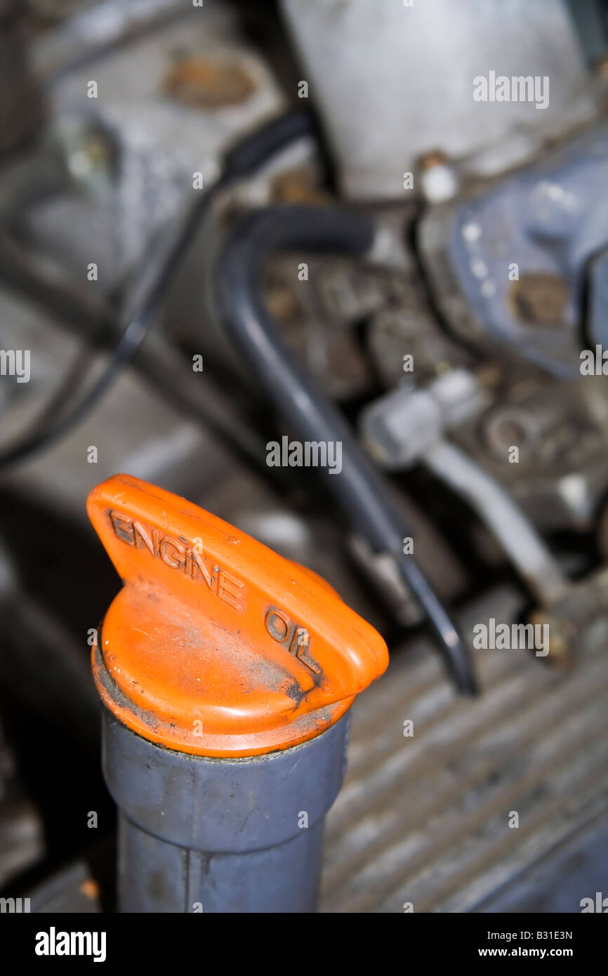 A closeup of a car oil filler cap, UK Stock Photo Alamy