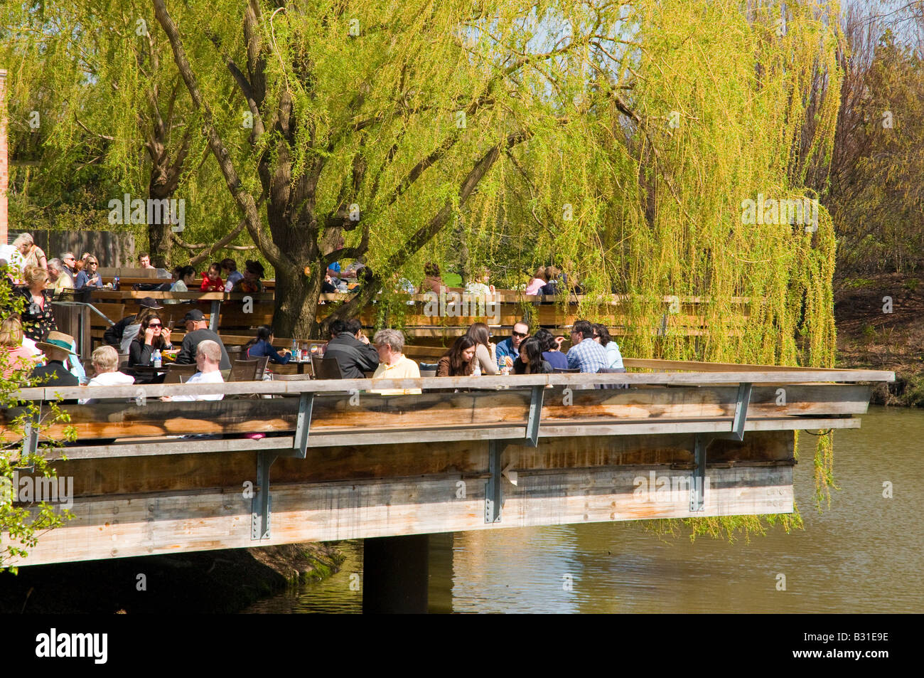Restaurant deck at the Chicago Botanic Gardens Stock Photo Alamy