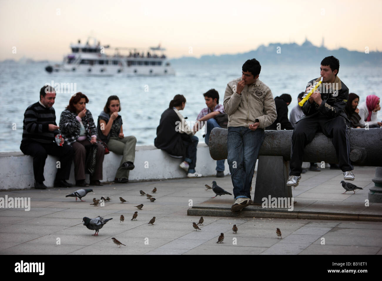TUR Turkey Istanbul People at the Bosporus Besiktas Stock Photo