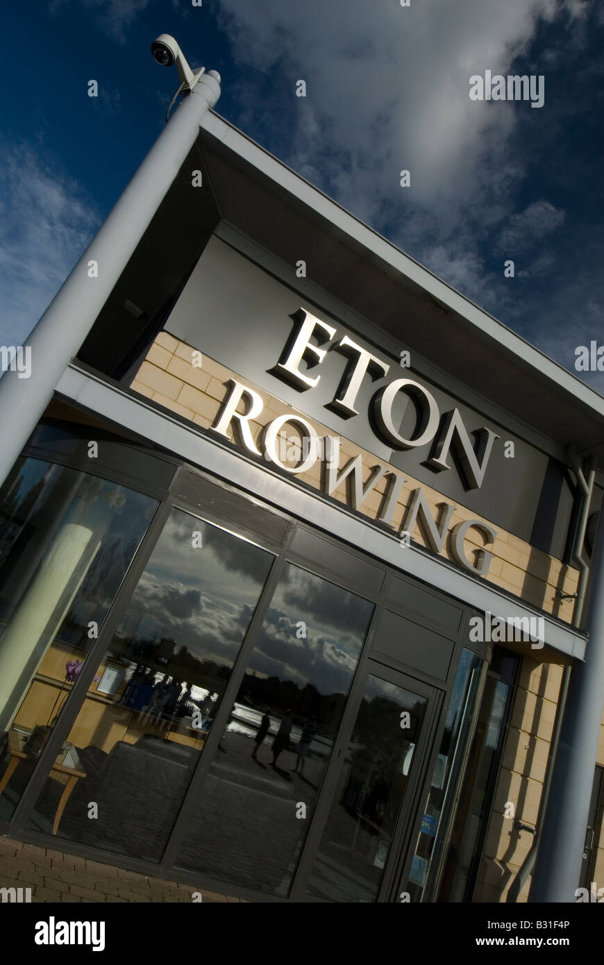 The Boathouse at Eton College Dorney Lake Rowing Centre entrance to reception Stock Photo
