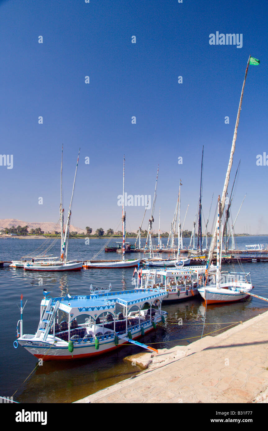 Felucca sailboats on the Nile river in Luxor Egypt Stock Photo - Alamy