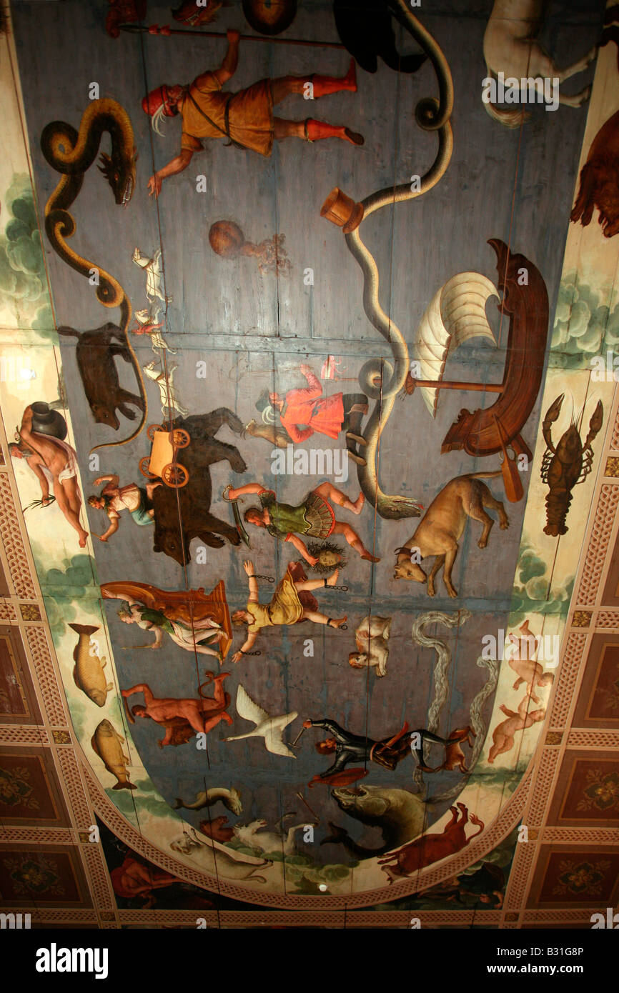 Ambras Castle: The Armouries: Ceiling Paintings Stock Photo