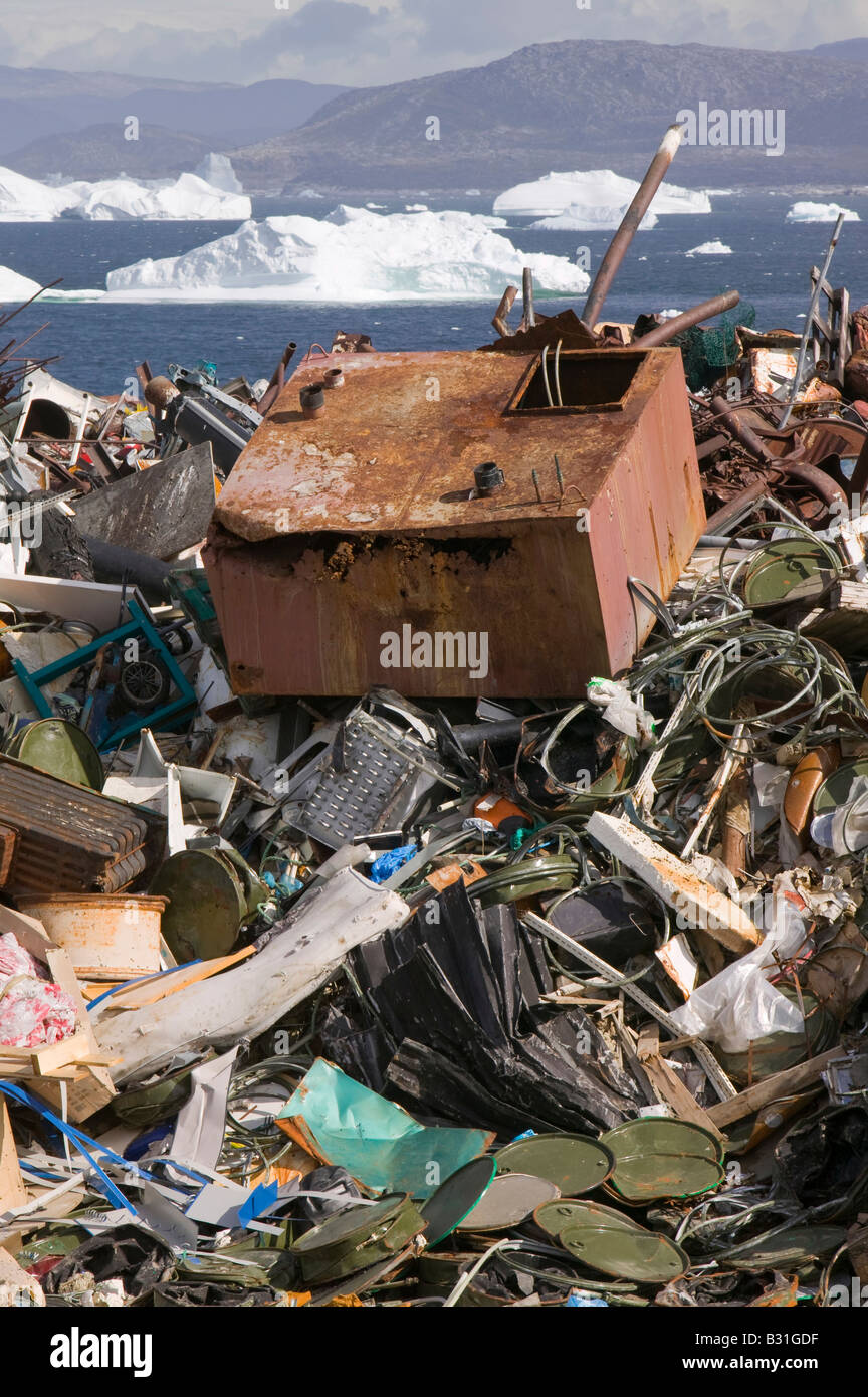 Rubbish dumped on the tundra outside Illulissat in Greenland with ...