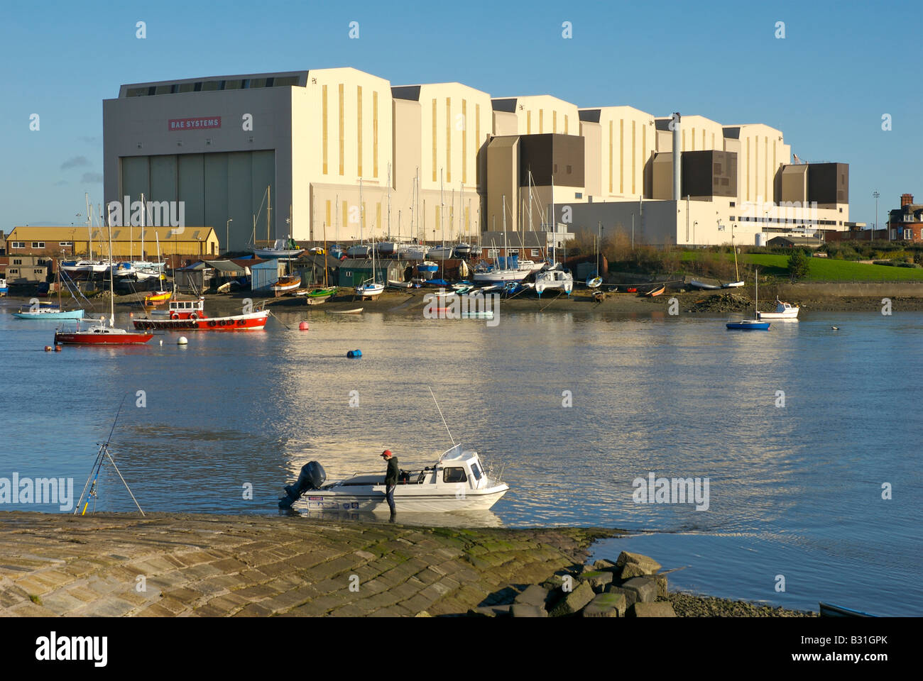 Walney Channel and BAE Systems, BarrowinFurness, Cumbria, England UK