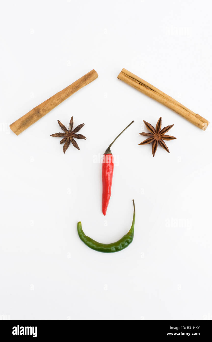 Cooking spice in the shape of a face Stock Photo