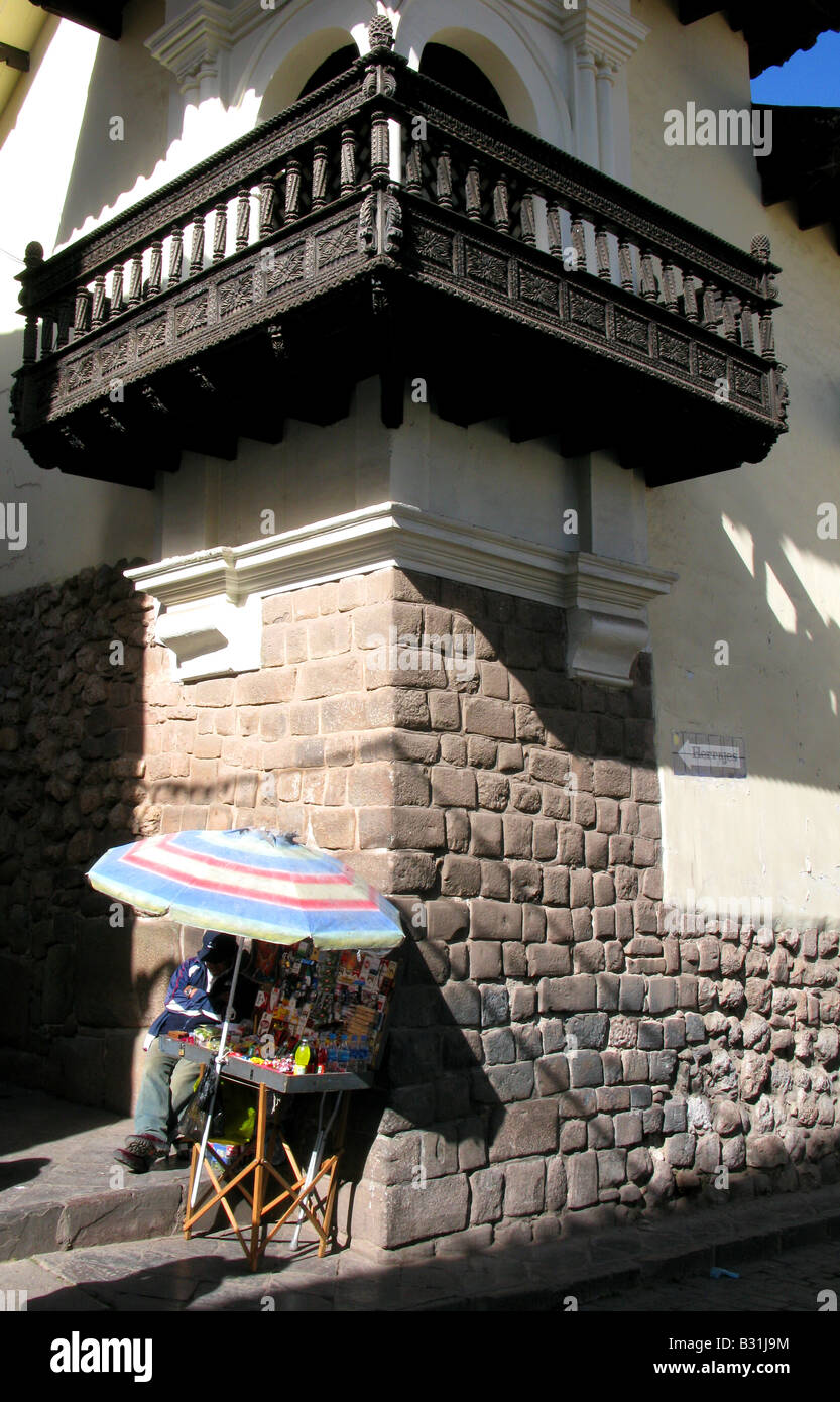 A stall holder in Cusco, Peru Stock Photo