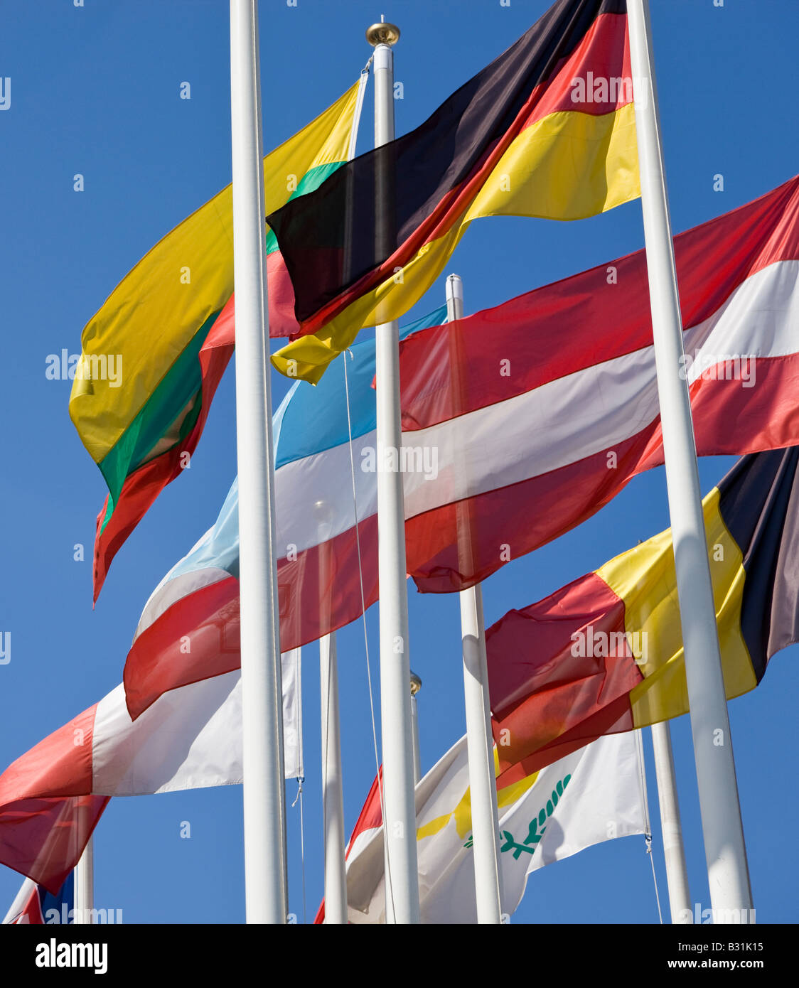 International flags flying Stock Photo Alamy