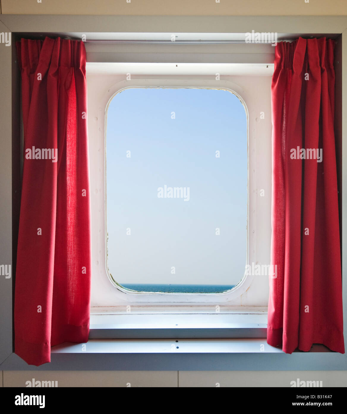 View from the porthole of P&O North Sea Car Ferry on Hull Zeebrugge route, United Kingdom / Belgium Stock Photo