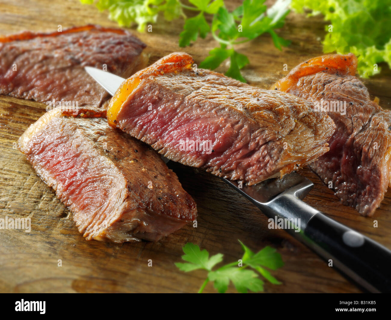 sirloin beef steak rare Stock Photo Alamy