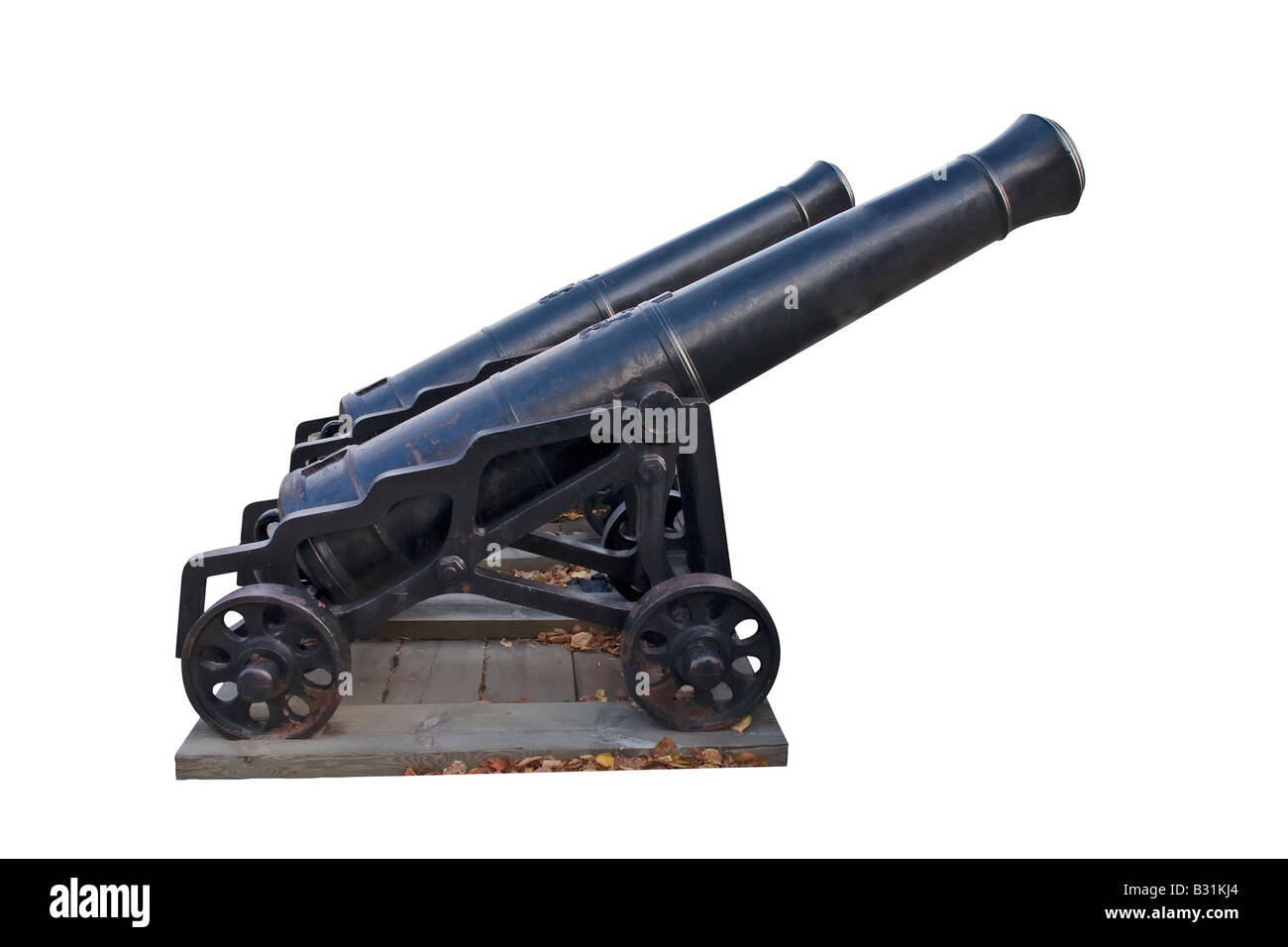 old cannons isolated on white background Stock Photo - Alamy