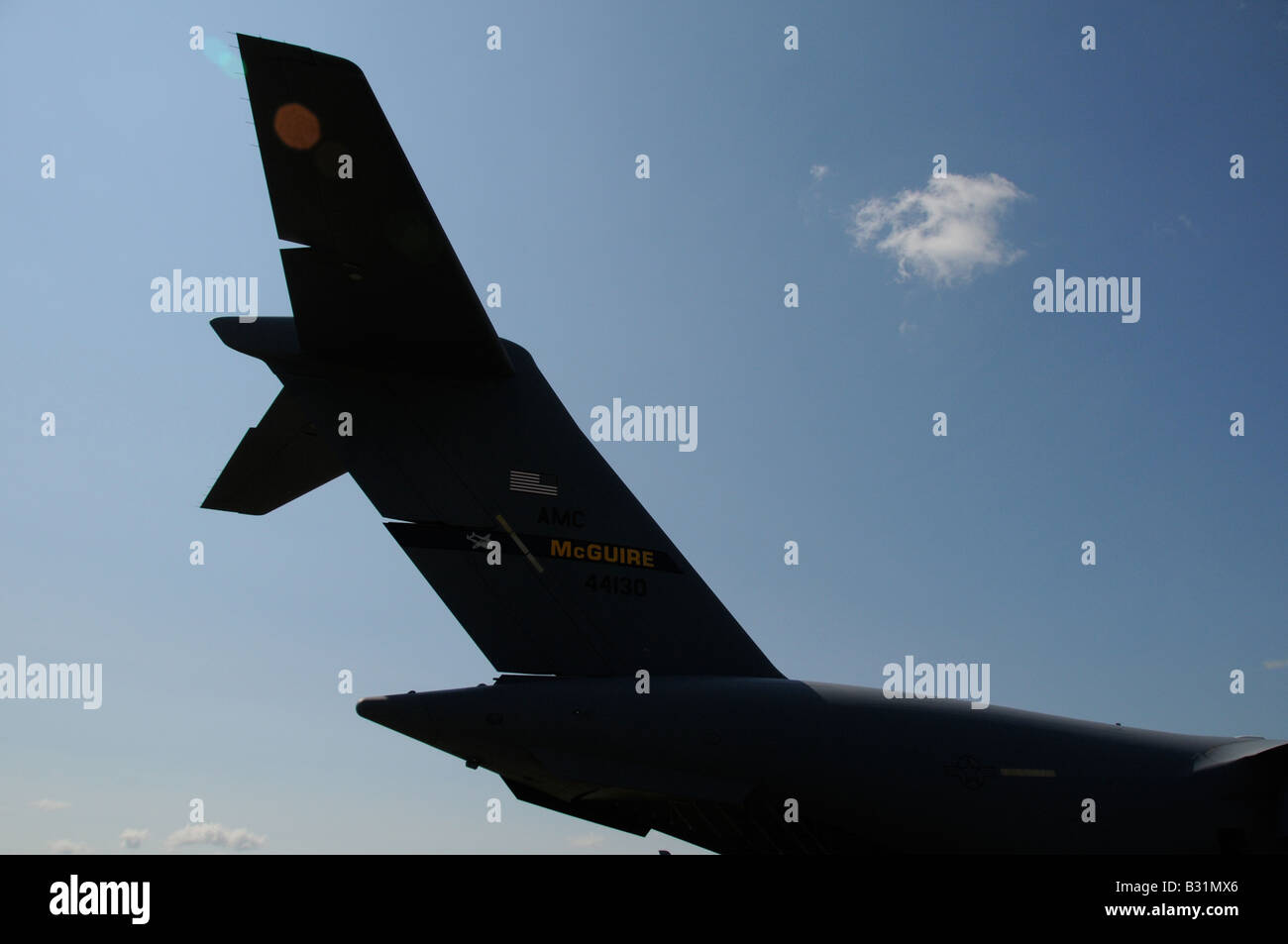 Tail section of US Air Force Lockheed C-5 Galaxy Stock Photo