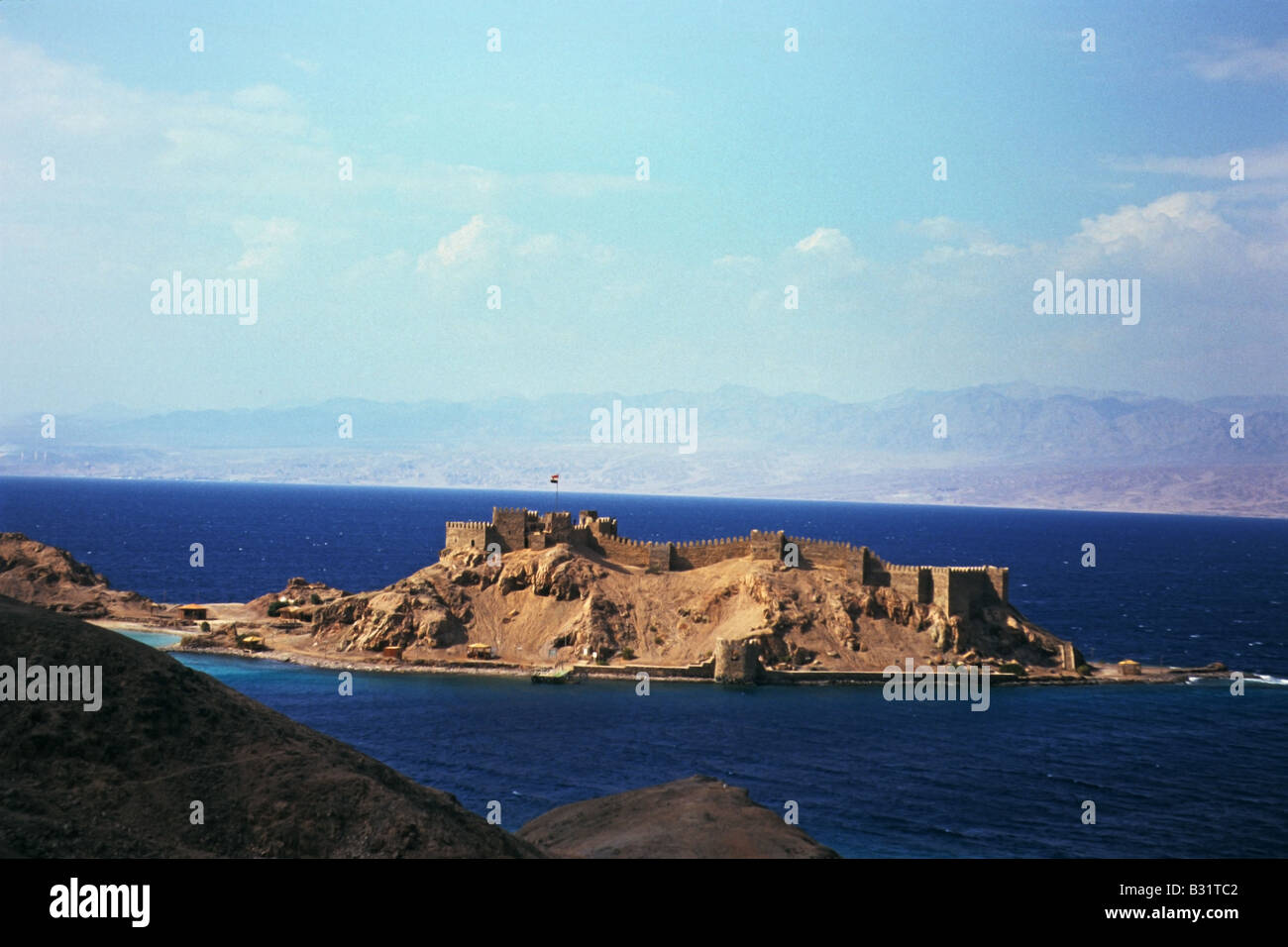 The amazing Pharaoh's Island / coral island in the Gulf of Aqaba ,Red sea, Egypt Stock Photo