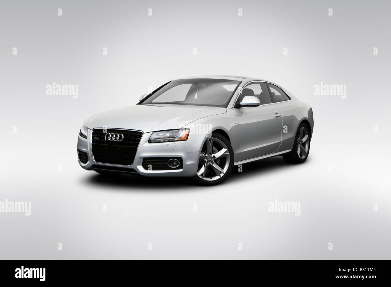 2008 Audi A5 3.2 quattro in Silver - Front angle view Stock Photo