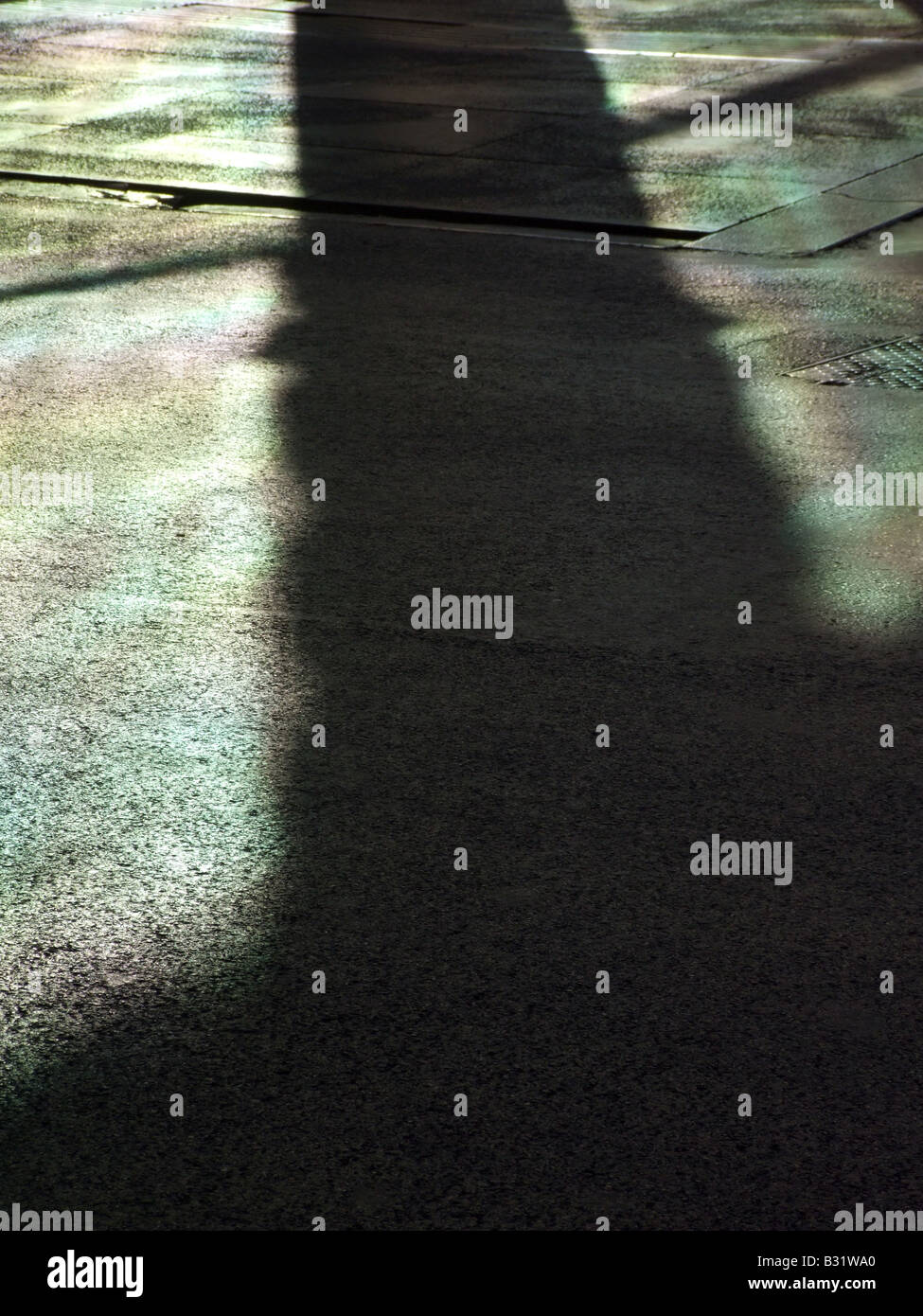 abstract dark shadow light on road surface in town Stock Photo