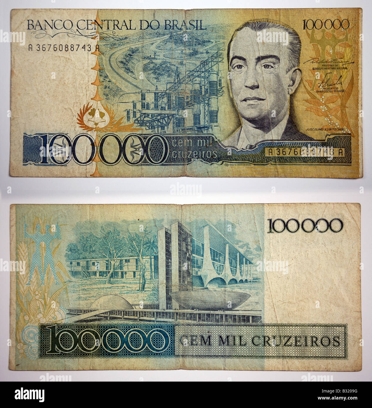 Brazilian Currency 100000 Banco Central Do Brasil Stock Photo