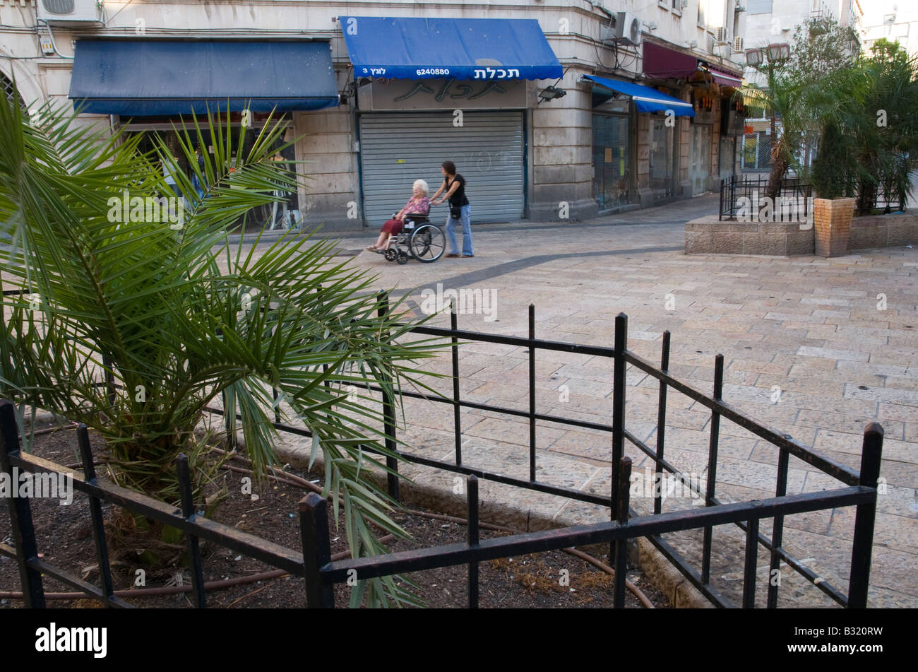 Israel Jerusalem city centyer Jaffa road major road work for the laying of light train tracks Stock Photo