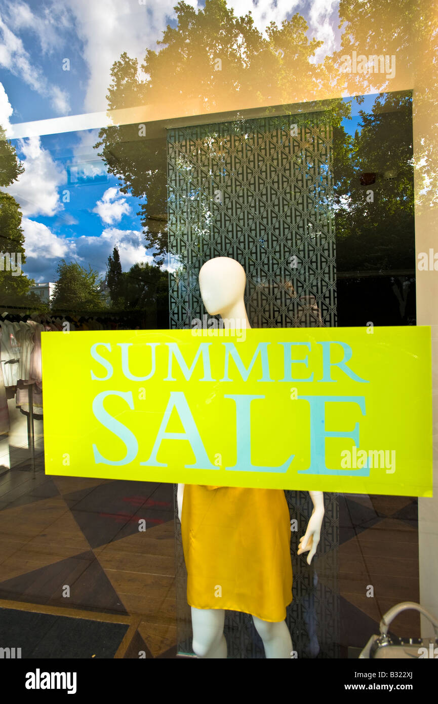 Shop window with sale sign Chelsea SW3 London United Kingdom Stock ...