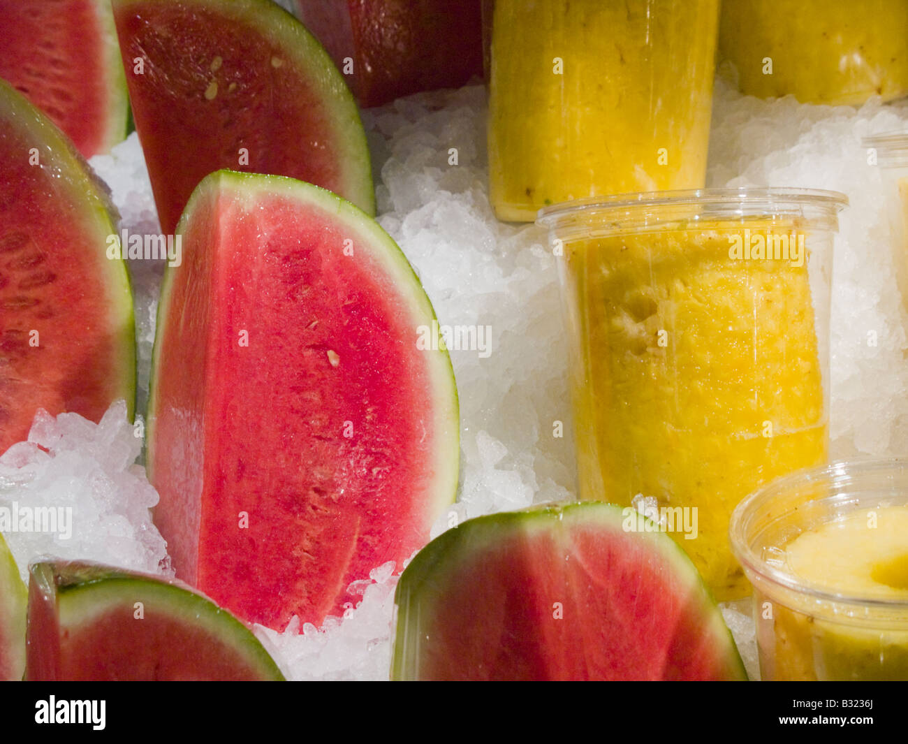 Watermelon and Pineapple display Stock Photo Alamy