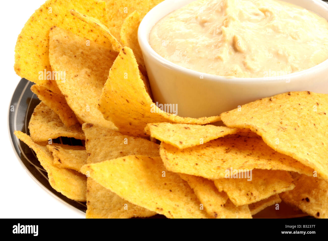 Tortilla Chips with Hummus Stock Photo Alamy