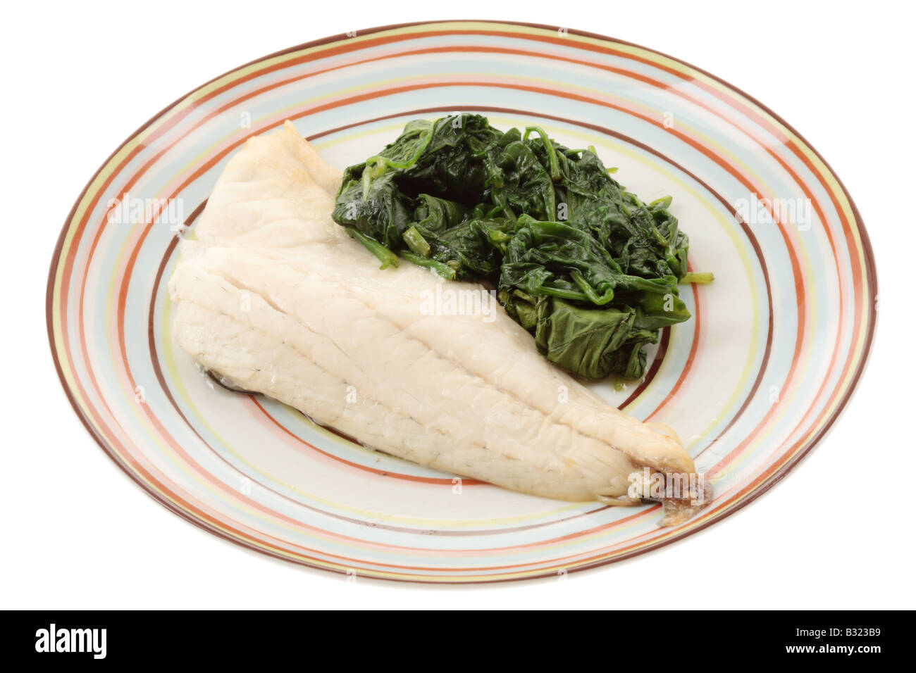 Sea Bass with Spinach Stock Photo Alamy