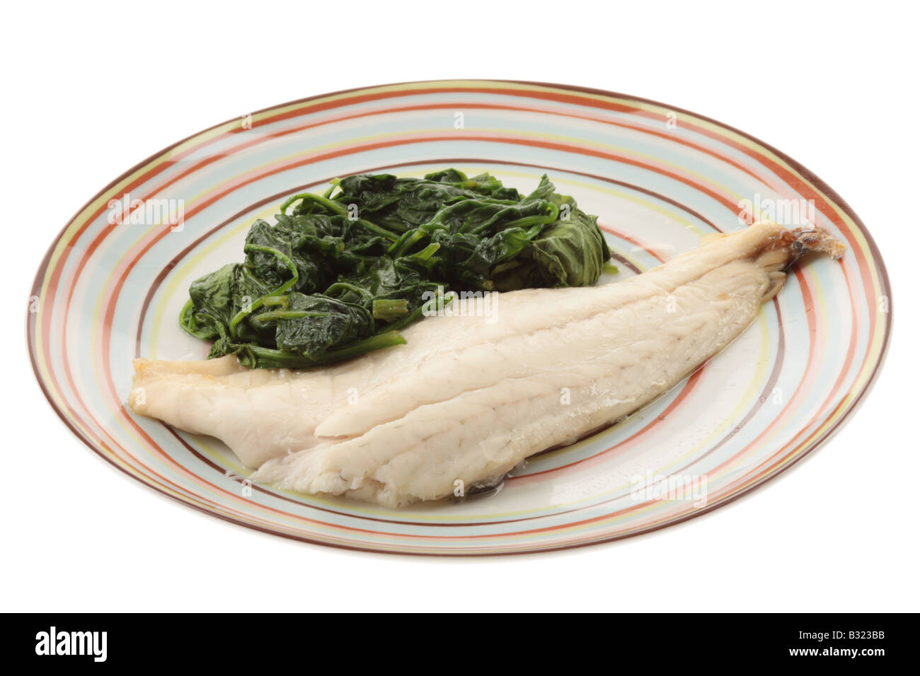Sea Bass with Spinach Stock Photo Alamy