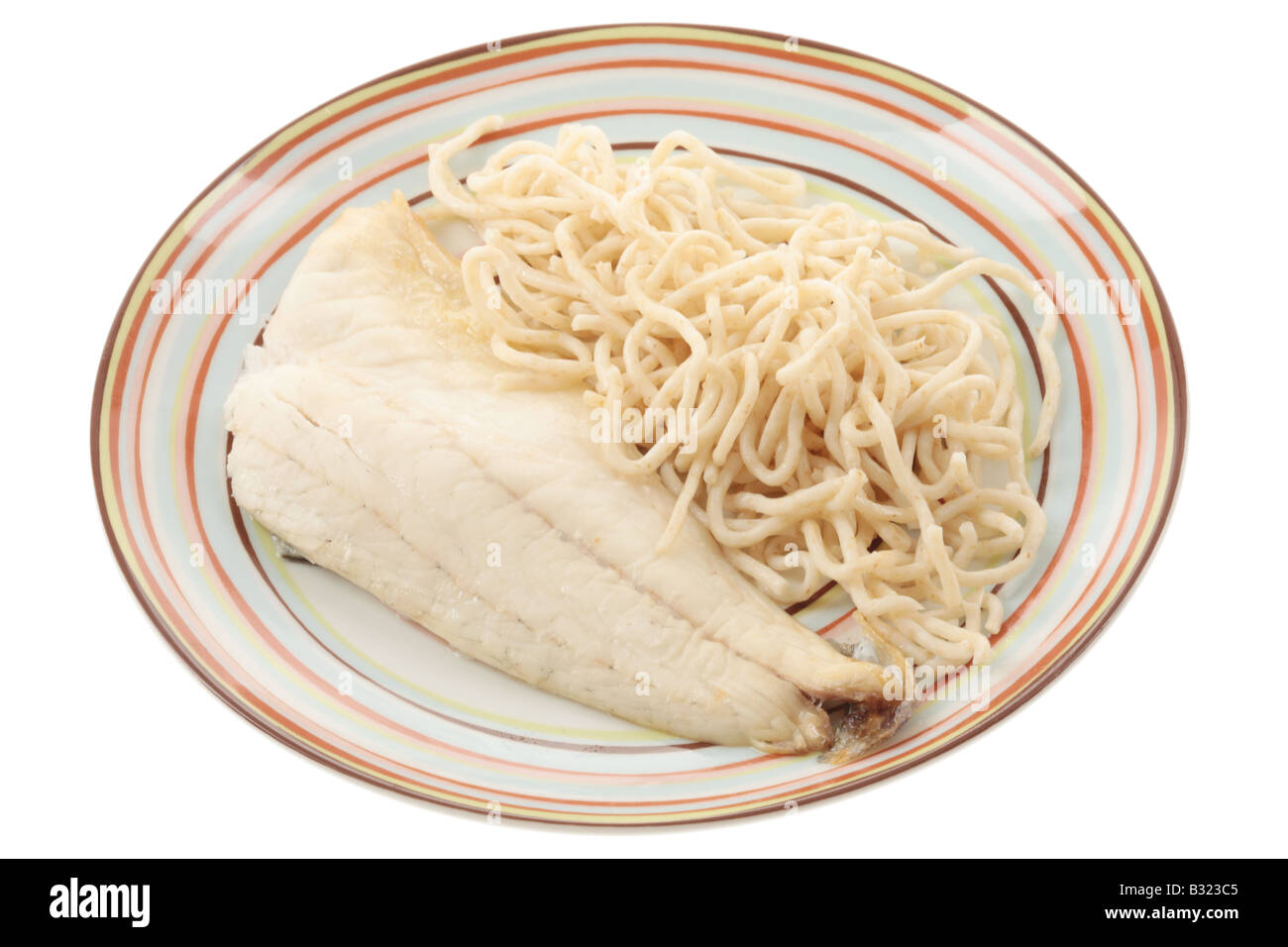 Sea Bass and Noodles Stock Photo