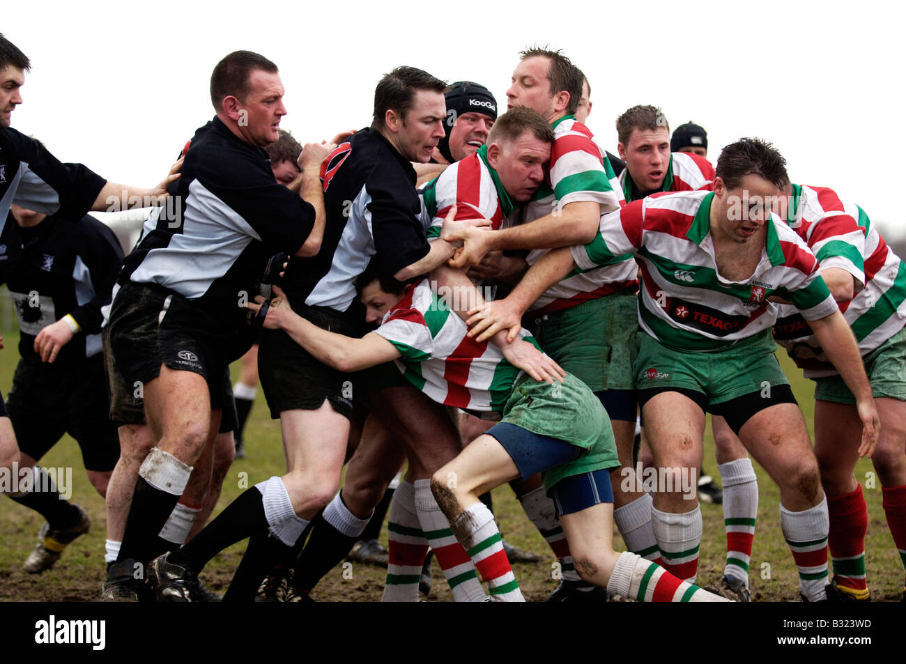 rugby action at broughton park  rugby club Stock Photo