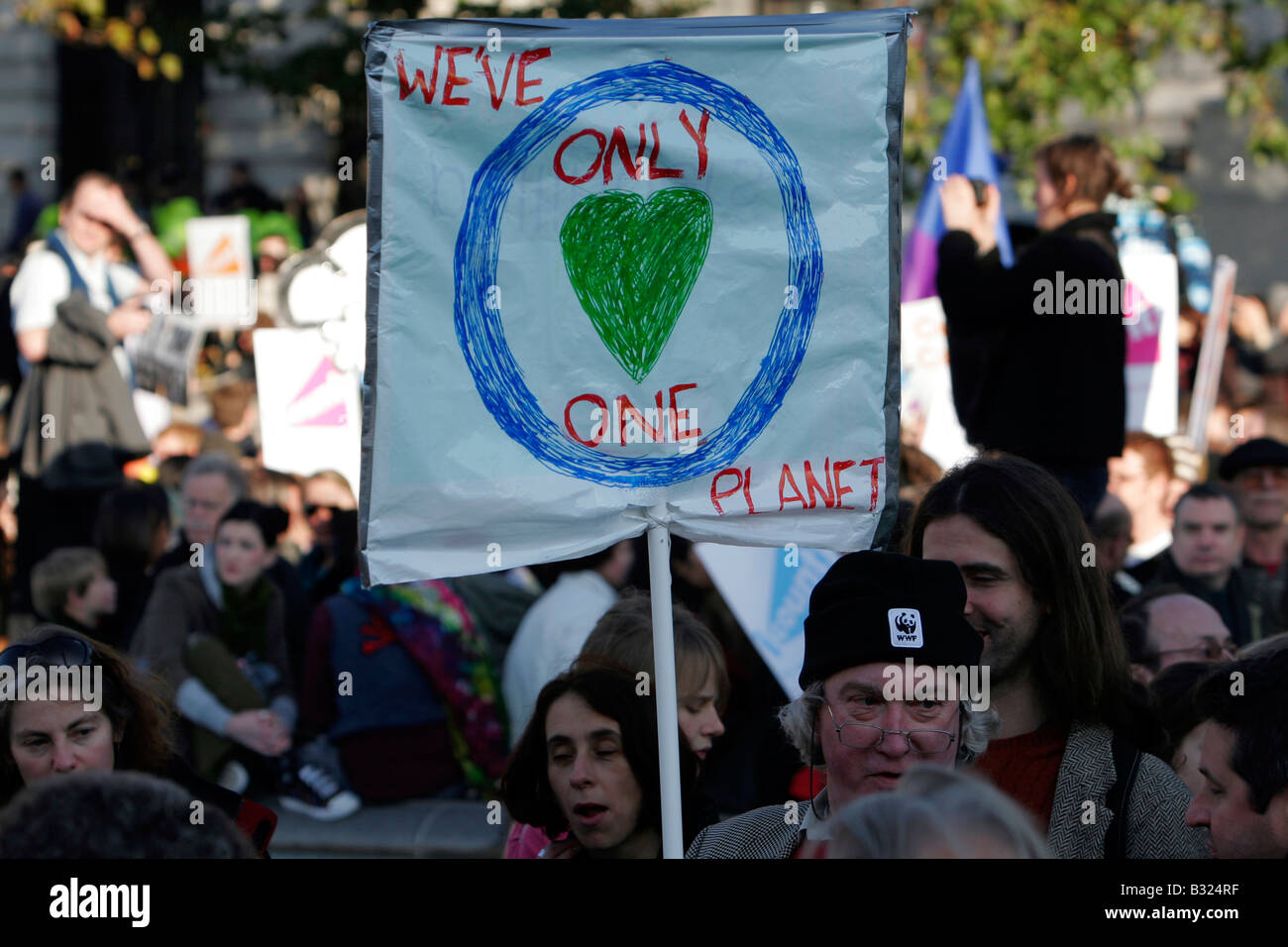 We've only one planet - placard at the I Count Stop Climate Chaos Rally Trafalgar Square London Stock Photo