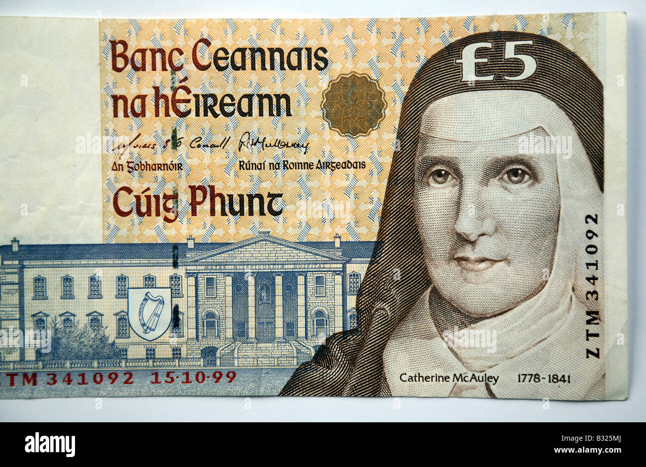 Catherine McAuley on the Irish 5 Five Pound Note Stock Photo