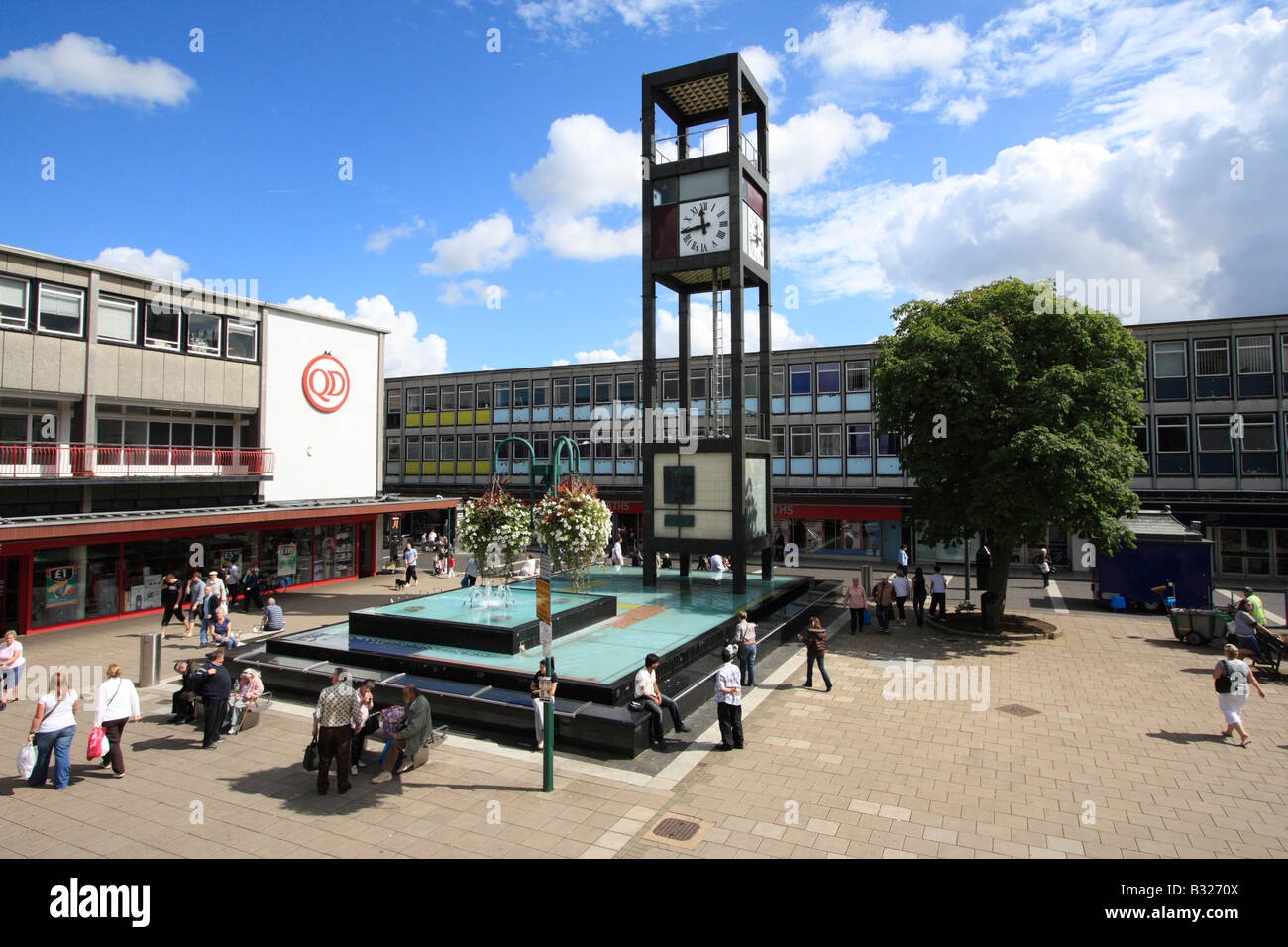 clock tower the square stevenage town centre shopping hertfordshire england uk gb Stock Photo