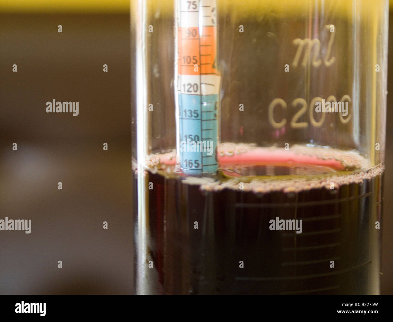 Home wine making with a hydrometer Stock Photo