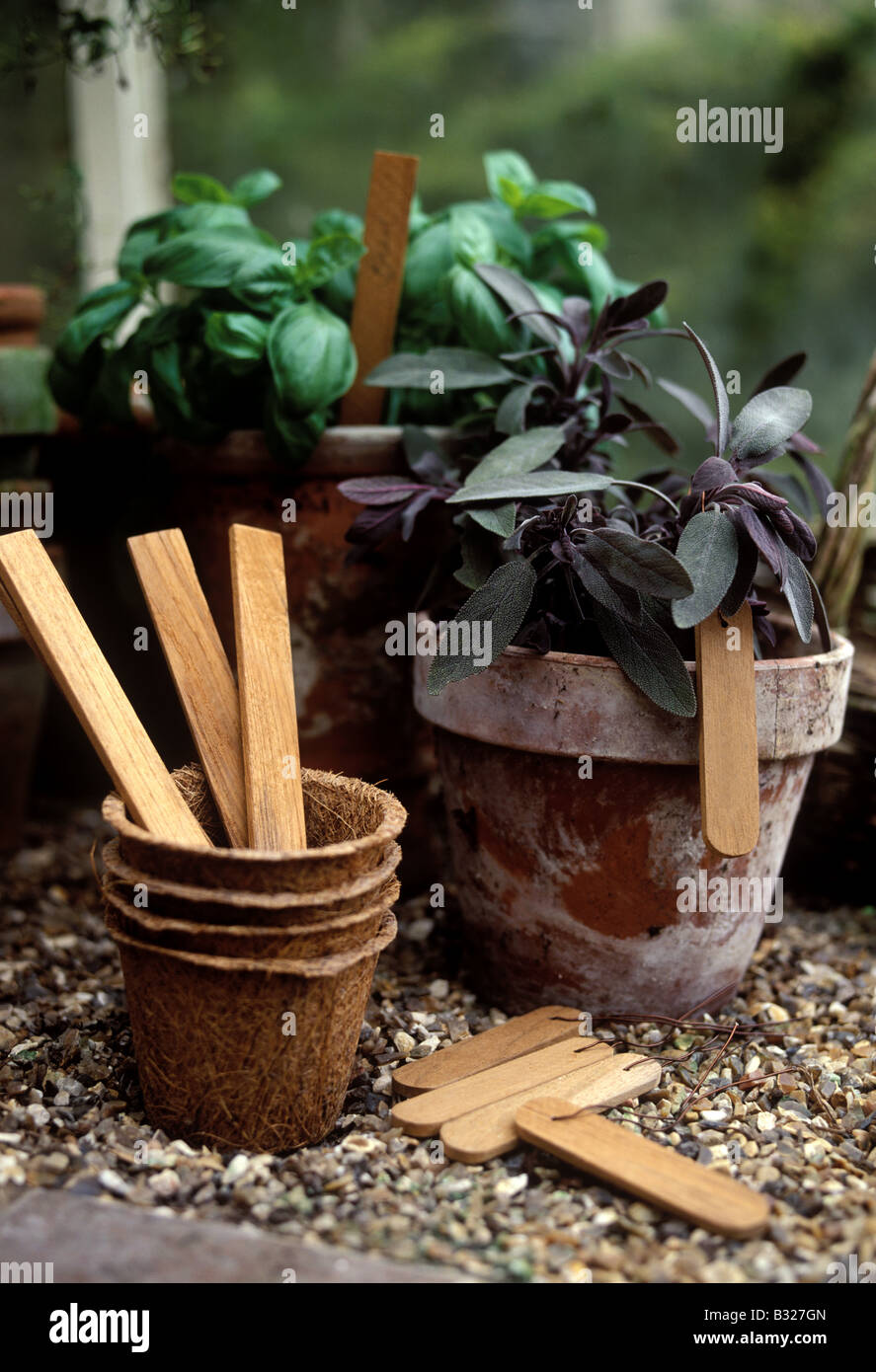 A Gardeners Potting Bench Inside A Glass Conservatory Featuring A