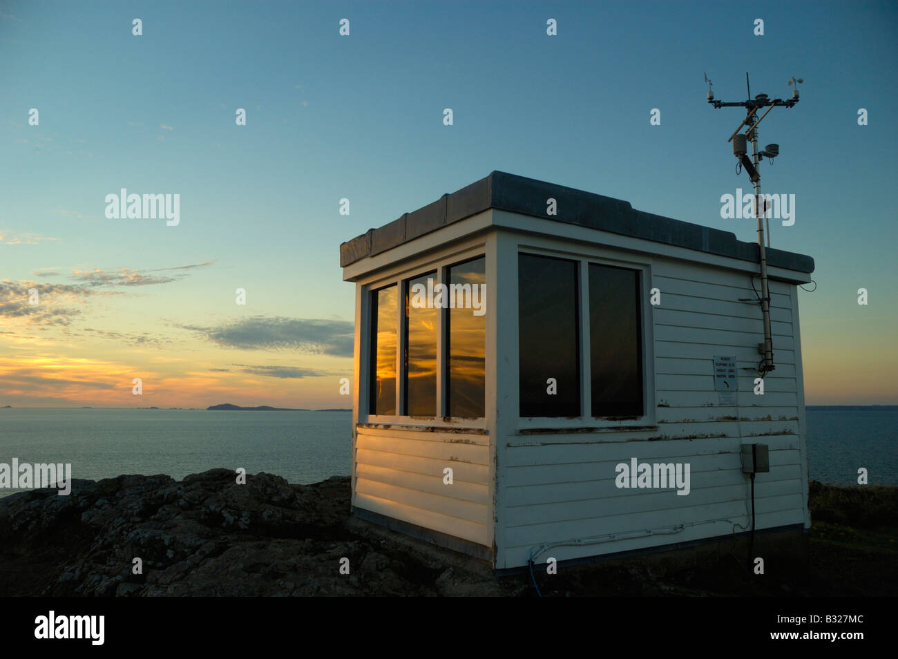 Coast guard lookout station, Wooltack Point, Marloes Peninsula, Pembrokeshire, Wales Stock Photo
