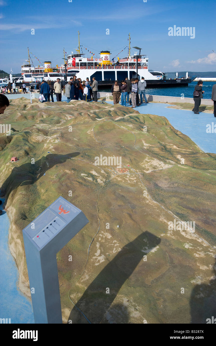 Big three dimensional map of Gallipoli Canakkale Turkey Stock Photo