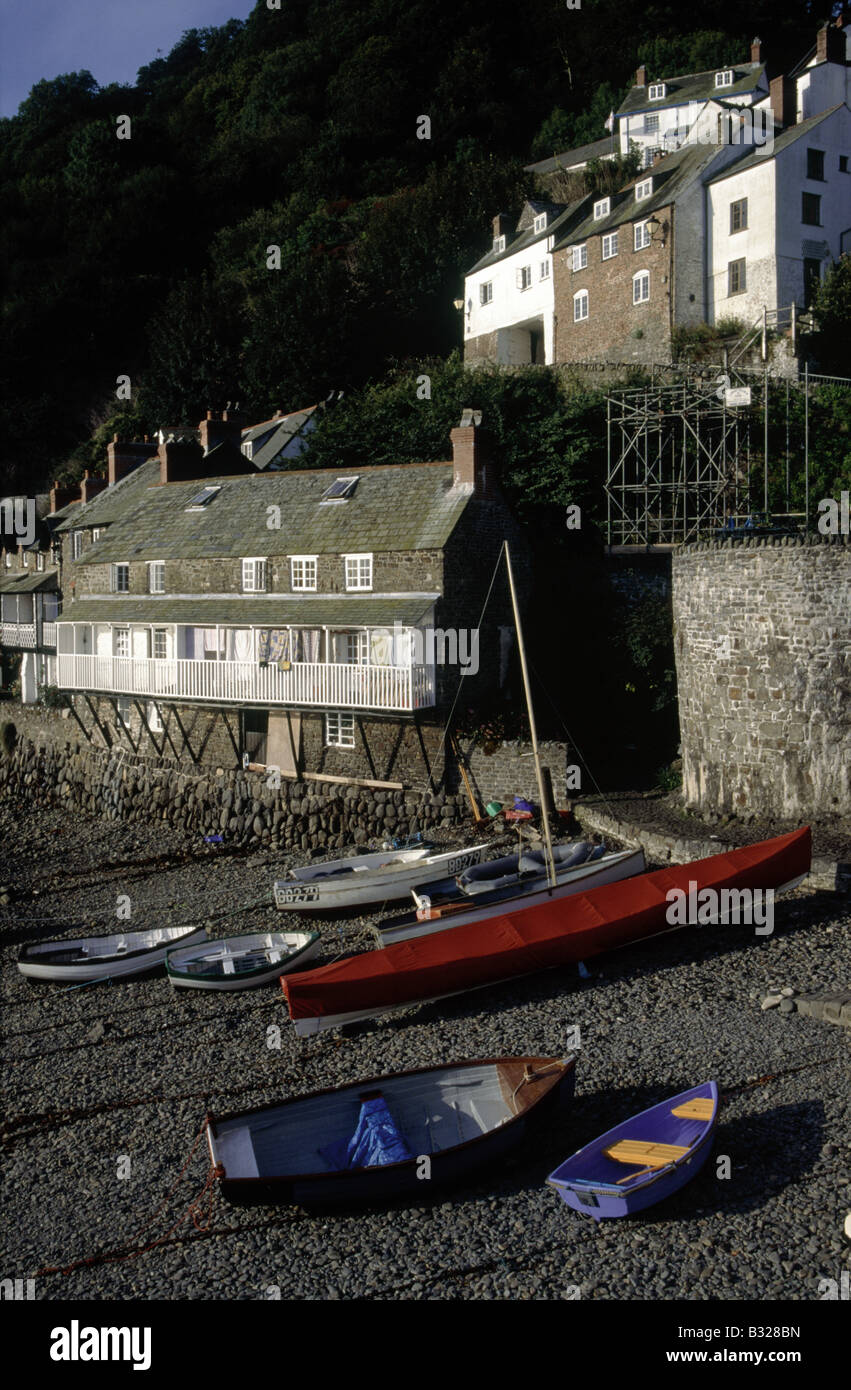 North coast Fishing village National Trust owned Harbour boats beached