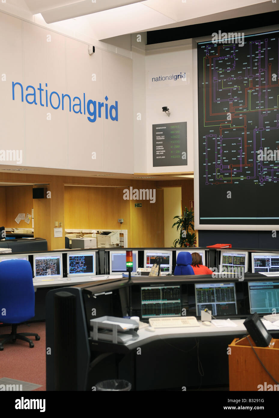 The control room, the National Grid, Wokingham, Surrey Stock Photo